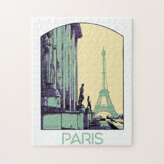 Paris France, Eiffel tower original illustration Jigsaw Puzzle