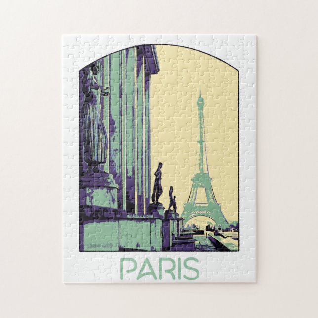 Paris France, Eiffel tower original illustration Jigsaw Puzzle (Vertical)