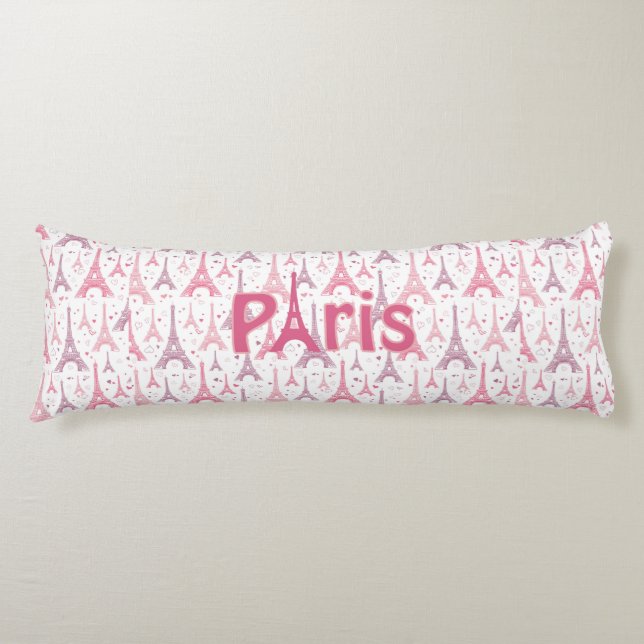 Paris France Eiffel Tower Pink Purple Europe Body Pillow (Front)