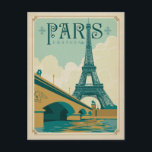 Paris France - Eiffel Tower Postcard<br><div class="desc">Anderson Design Group is an award-winning illustration and design firm in Nashville,  Tennessee. Founder Joel Anderson directs a team of talented artists to create original poster art that looks like classic vintage advertising prints from the 1920s to the 1960s.</div>