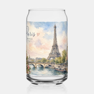 Paris France Eiffel Tower river seine Can Glass