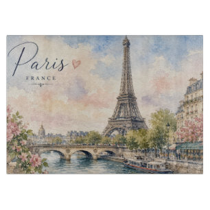 Paris France Eiffel Tower river seine Cutting Board