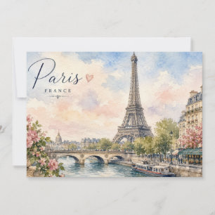 Paris France Eiffel Tower river seine Invitation
