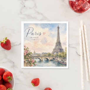 Paris France Eiffel Tower river seine Napkin