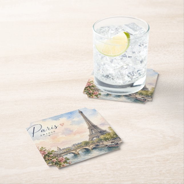 Paris France Eiffel Tower river seine  Paper Coaster (Insitu)