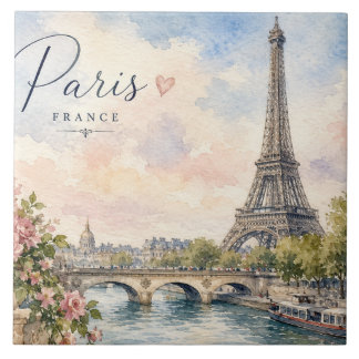 Paris France Eiffel Tower river seine Tile