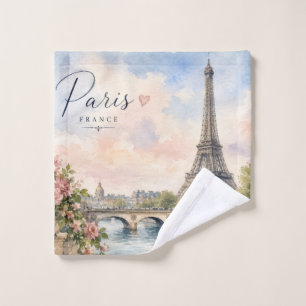 Paris France Eiffel Tower river seine Wash Cloth