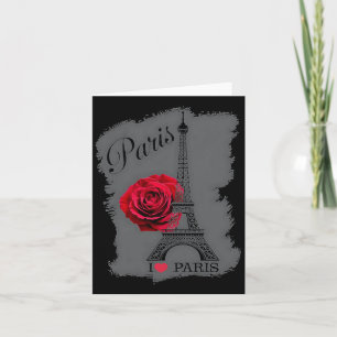 Paris France Eiffel Tower Rose Valentines Day Souv Card