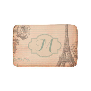 Paris France Eiffel Tower Shabby Chic Bath Mat