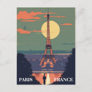 Paris France Eiffel Tower Travel Art Postcard