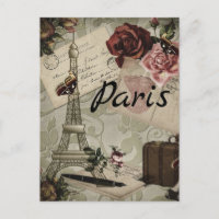 Paris France Eiffel Tower Travel collage postcard