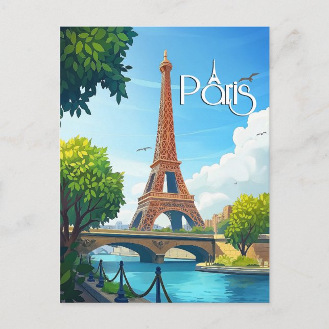 Paris France - Eiffel Tower Travel  Postcard (Front)