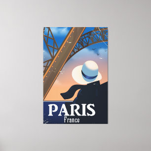 Paris France Eiffel tower travel poster Canvas Print