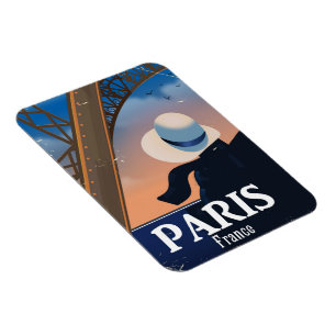 Paris France Eiffel tower travel poster Magnet
