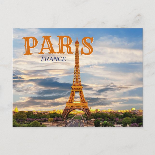 Paris France - Eiffel Tower Vintage Postcard (Front)