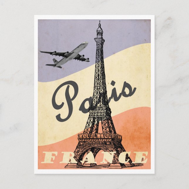 Paris, France, Eiffel Tower, Vintage Style Postcard (Front)