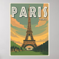 Paris France Eiffel Tower Vintage Travel