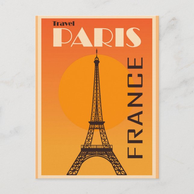 Paris France Eiffel Tower Vintage Travel Poster Postcard (Front)