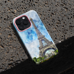 Paris France Eiffel Tower Watercolor iPhone 13 Pro Max Case