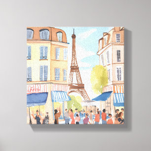 Paris France Eiffel Tower   Watercolor European Canvas Print