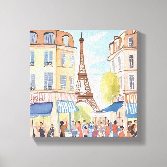 Paris France Eiffel Tower | Watercolor European Canvas Print (Front)