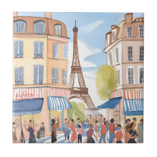 Paris France Eiffel Tower   Watercolor Travel Tile