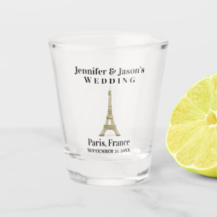 Paris France Eiffel Tower Wedding Favour Shot Glass