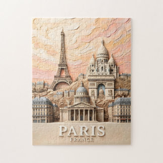 Paris France Europe Modern Pastel Textured Travel Jigsaw Puzzle