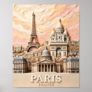Paris France Europe Modern Pastel Textured Travel Poster