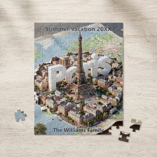 Paris France Family Vacation 3D Trip Souvenir Jigsaw Puzzle