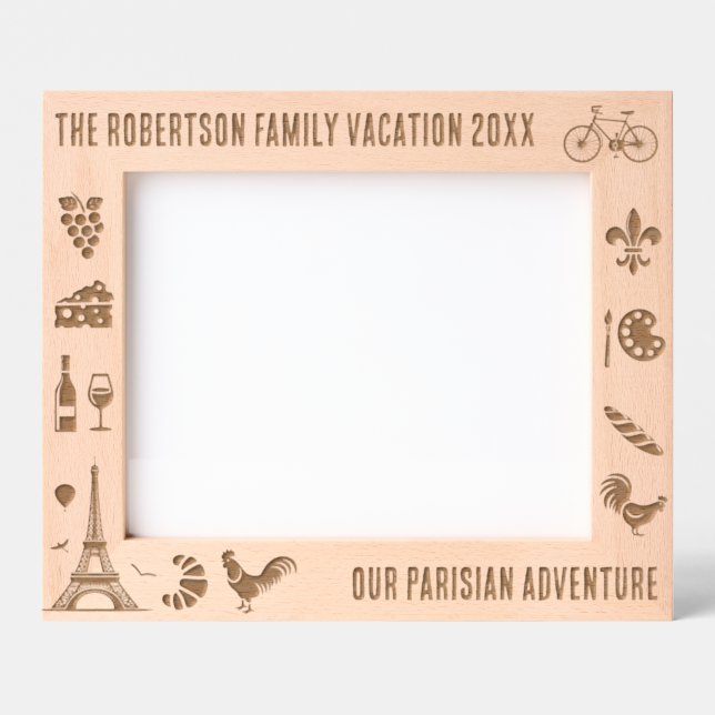Paris France Family Vacation Personalized 10x8 Etched Frames (Front)