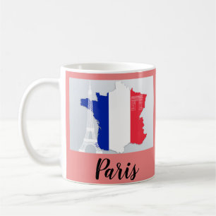 Paris France Flag Map Eiffel Tower Coffee Mug
