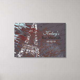 PARIS FRANCE FRENCH Bar Bat Mitzvah Sign-In Board Canvas Print