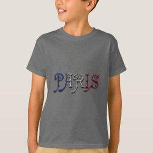 Paris France French Flag Colours Typography T-Shirt