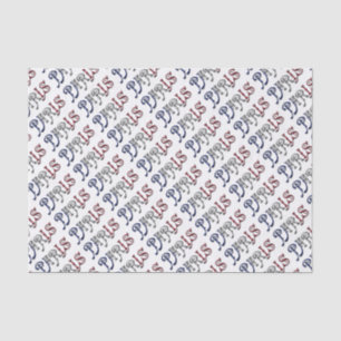 Paris France French Flag Colours Typography Tissue Paper