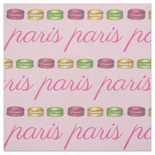 Paris France French Food Pink Macaron Cookies Fabric