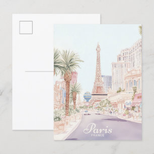 Paris France Gouache Paint Illustration Travel Postcard