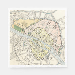 Paris, France: Historical, Vintage Map Napkin