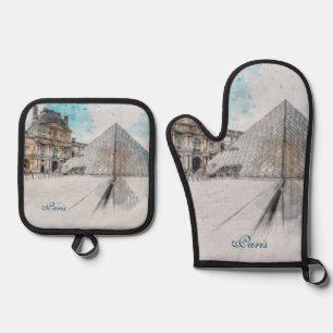 Paris France Louvre Oven Mitt & Pot Holder – Decor Set