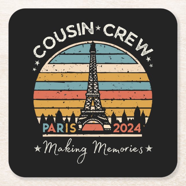 Paris France Making Memories 2024 Square Paper Coaster (Front)