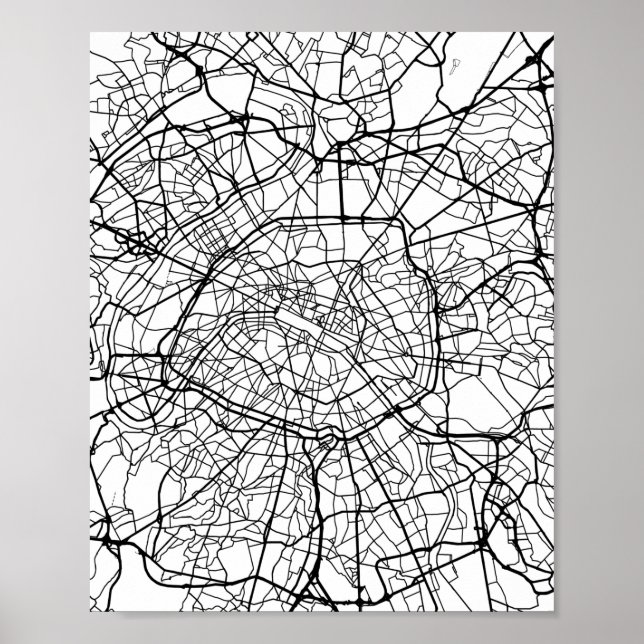 Paris France Map Black Line Poster (Front)