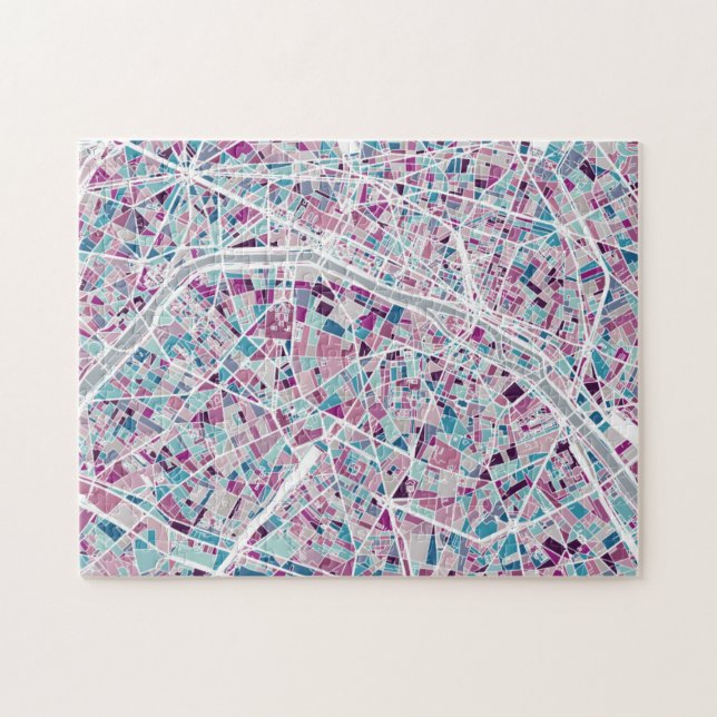 Paris France Map Jigsaw Puzzle (Horizontal)