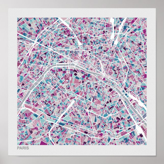 Paris France Map Poster (Front)