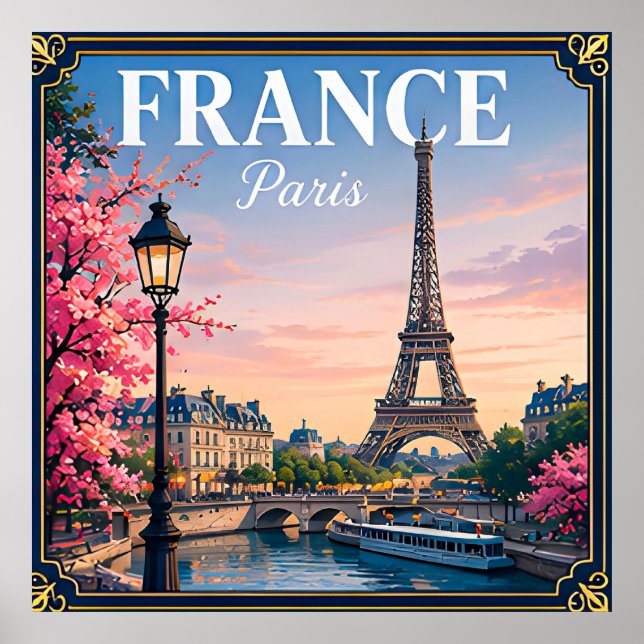 🗼 Paris France Memory From Eiffel Tower Trip 🗼 Poster (Front)