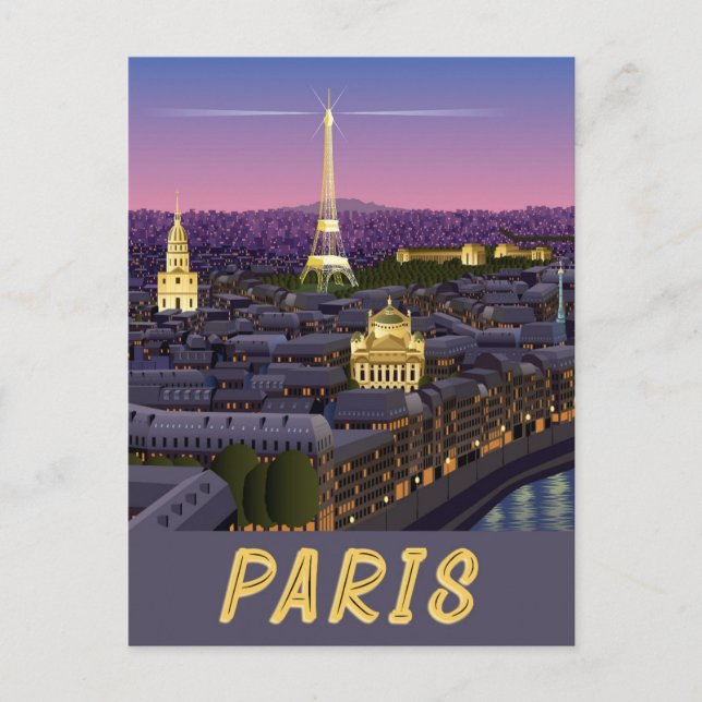 Paris France Modern City of Lights Landmarks Postcard (Front)