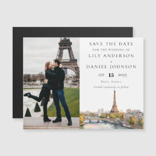 Paris France Photo Wedding Save The Date Magnetic Invitation