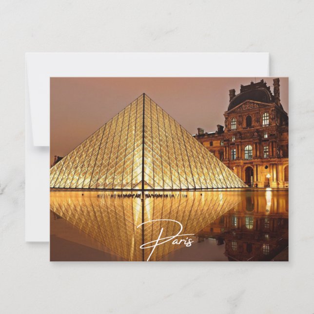 Paris France Postcard, the Louvre Invitation (Front)