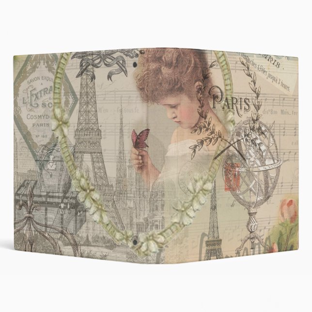 Paris France Pretty Girl Eiffel Binder (Background)