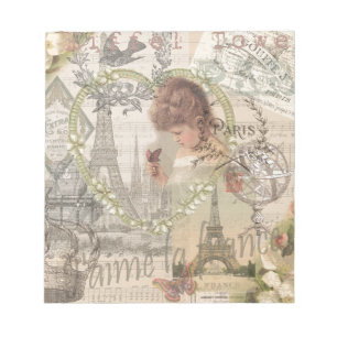 Paris France Pretty Girl Eiffel Notepad