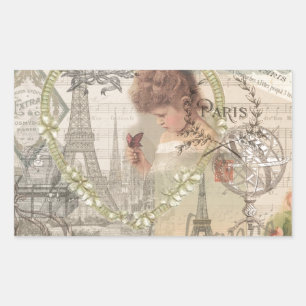 Paris France Pretty Girl Eiffel Sticker